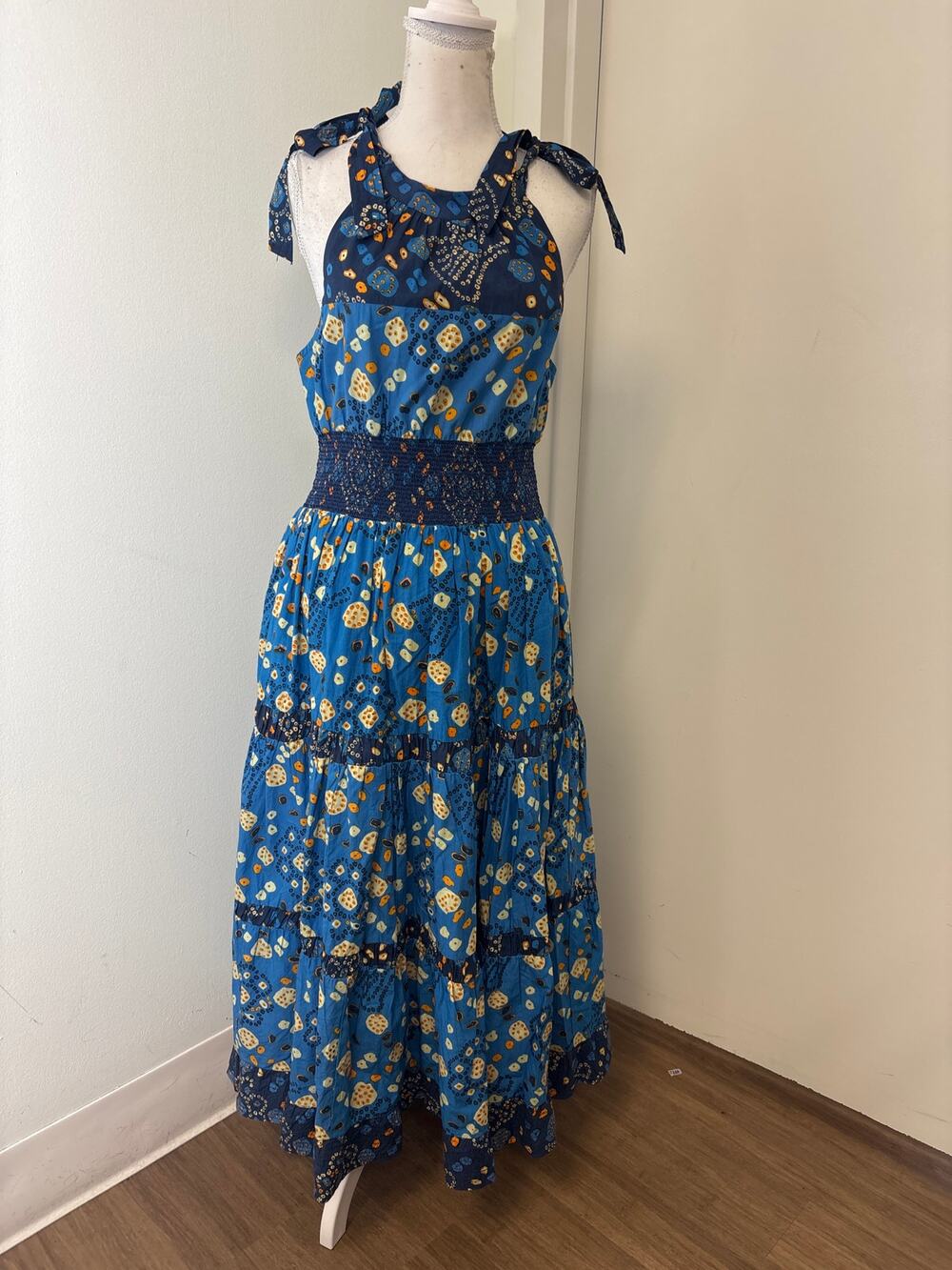 Love The Label Blue TIe Shoulder Maxi Dress Sz S